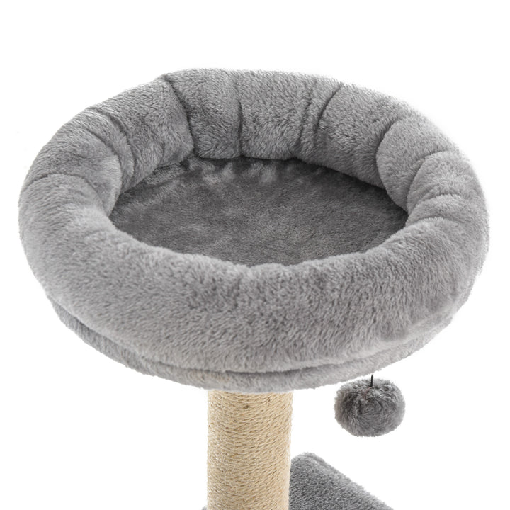 PawHut Durable Cat Scratching Tree, 3-Tier with Sisal Rope for Play and Rest, Grey | Aosom UK