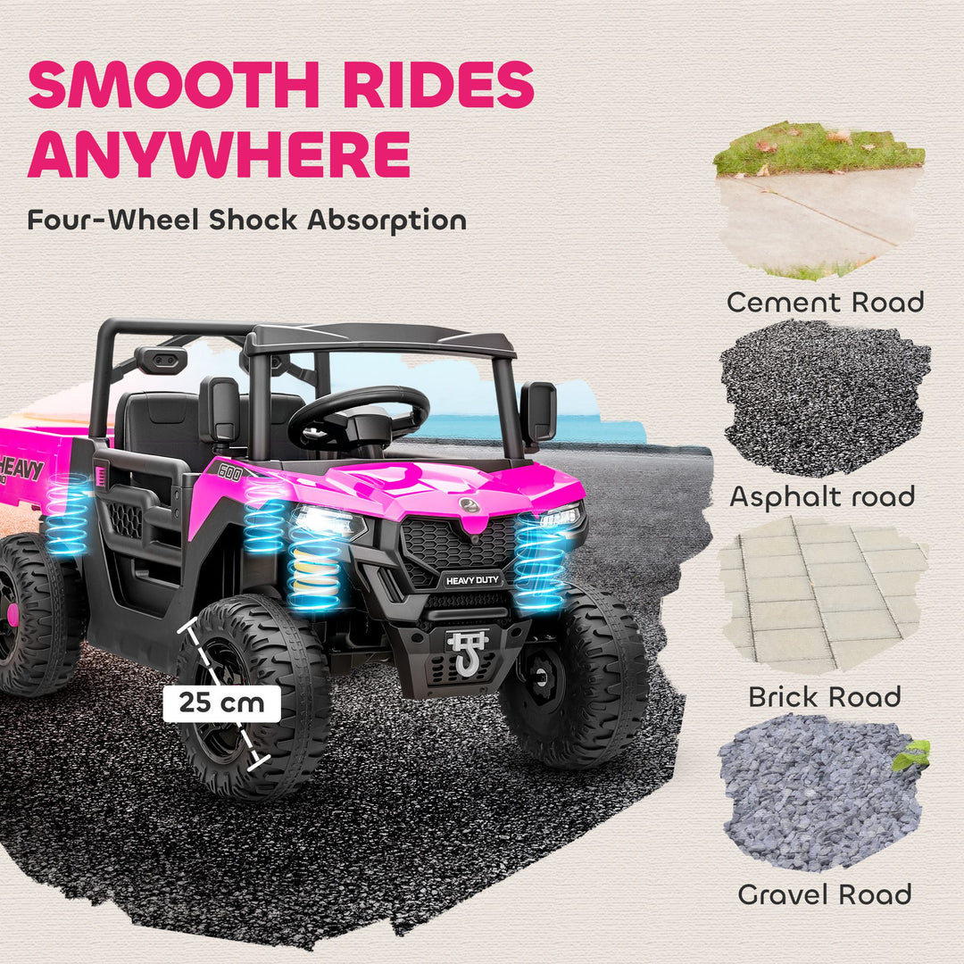 Kids Ride on Car, 12V Electric Kids UTV with Electric Dump Bed, 4-Wheel Suspension for 3-8 Years
