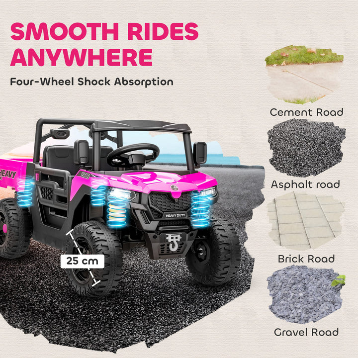 Kids Ride on Car, 12V Electric Kids UTV with Electric Dump Bed, 4-Wheel Suspension for 3-8 Years