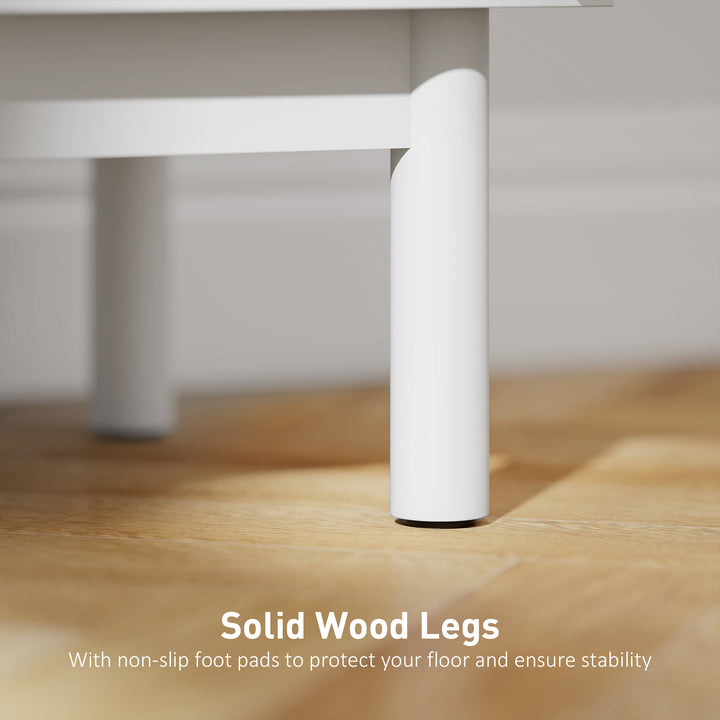 Rattan Bedside Table for Bedroom - White