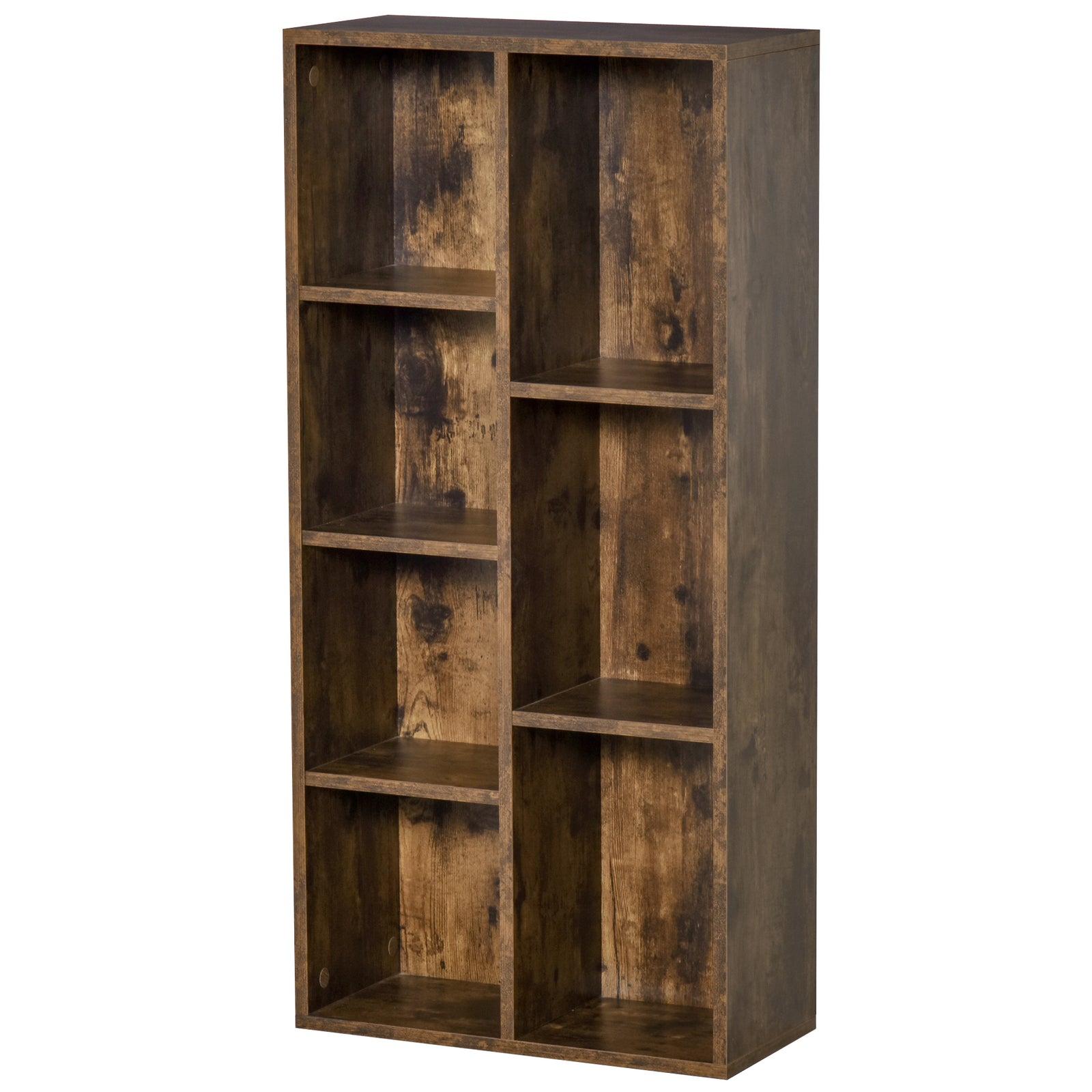 Seven-Cube Bookcase - Rustic Brown Wood Effect