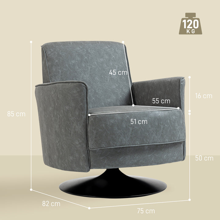 Upholstered Swivel Accent Chair with Thick Padding