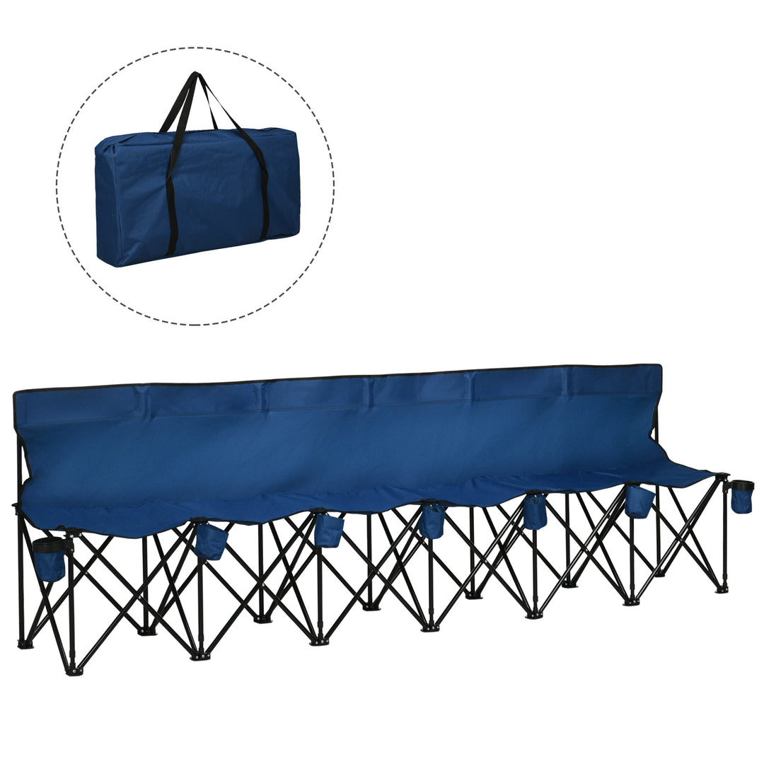 6 Seater Folding Camping Chair with Cup Holder & Carry Bag - Blue