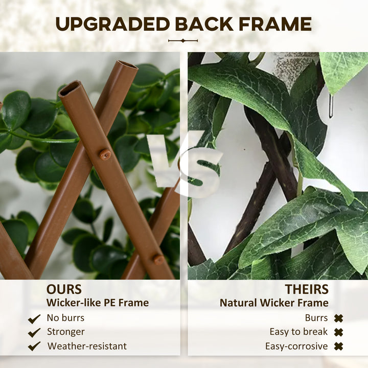 2pc Expanding Garden Trellis, 2 x 1m Faux Decorative Privacy Fence with Artificial Leaves, Privacy Screen Greenery Walls for Garden Balcony, Eucalyptus Leaves