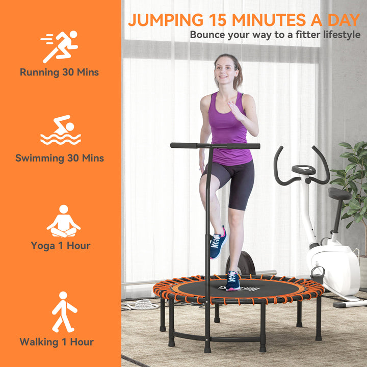 Mini Round Steel Frame Trampoline w/ Adjustable Handle, Orange