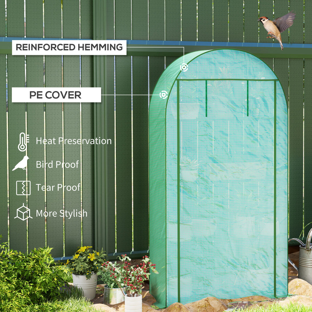 4 Tier Mini Greenhouse with Reinforced PE Cover, Portable Small Greenhouse with Roll-Up Door, 105 x 45 x 160cm, Green