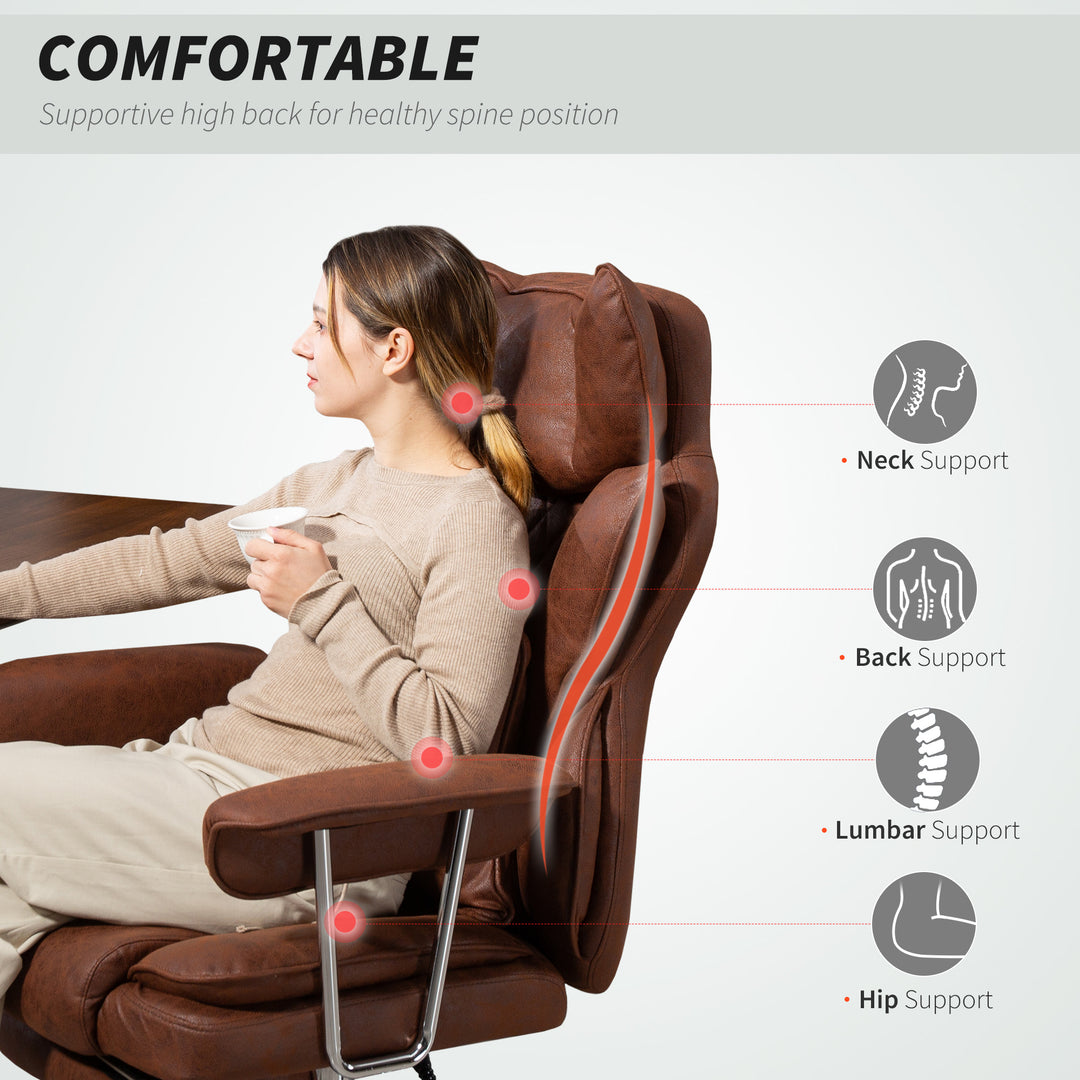 Leathaire Reclining Office Chair with Lumbar Support Pillow - Dark Brown