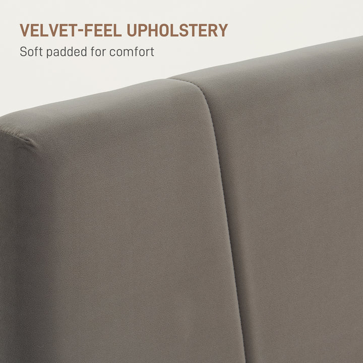 King Size Bed Frame, with Velvet-Feel Headboard - Grey