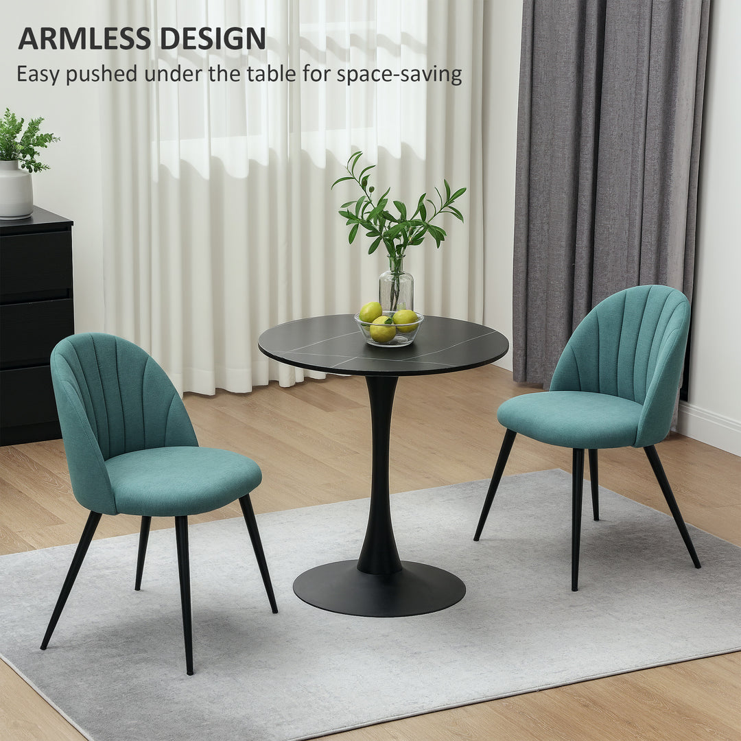 Dining Chairs Set of 2, Modern Upholstered Kitchen Chairs with Metal Legs, Shell Backrest and Padded Seat for Dining Room, Bedroom, Living Room, Vanity, Green