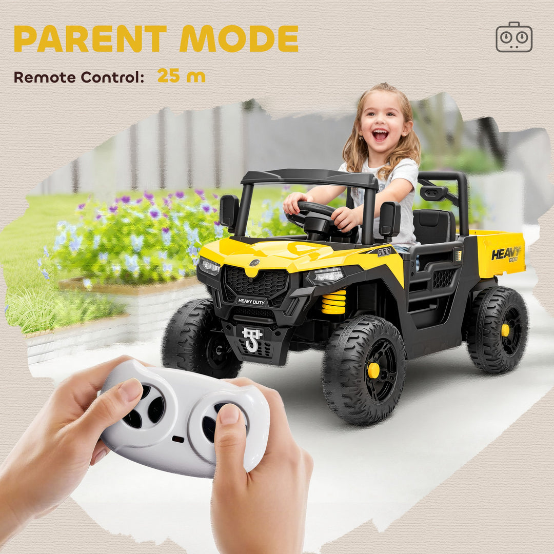 Kids Ride on Car, 12V Electric Kids UTV with Electric Dump Bed, 4-Wheel Suspension for 3-8 Years