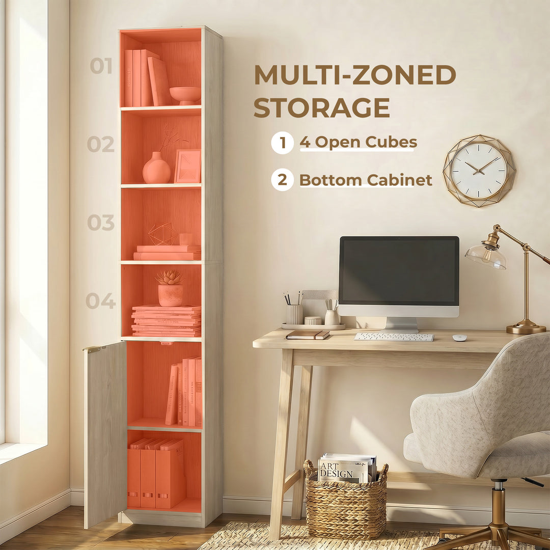 Bookcase Adjustable Shelf Bookshelf Anti-Tip Hardware 6-Tier Storage C