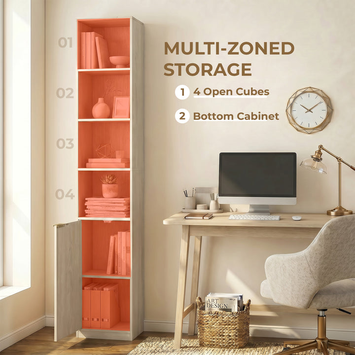 Bookcase Adjustable Shelf Bookshelf Anti-Tip Hardware 6-Tier Storage C