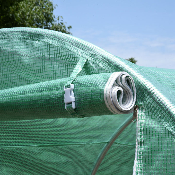 4 x 2 x 2 m Polytunnel Greenhouse with Roll-up Door and 6 Mesh Windows, Walk-in Garden Tunnel Warm House Tent with UV-resistant PE Cover and Galvanised Steel Frame, Green