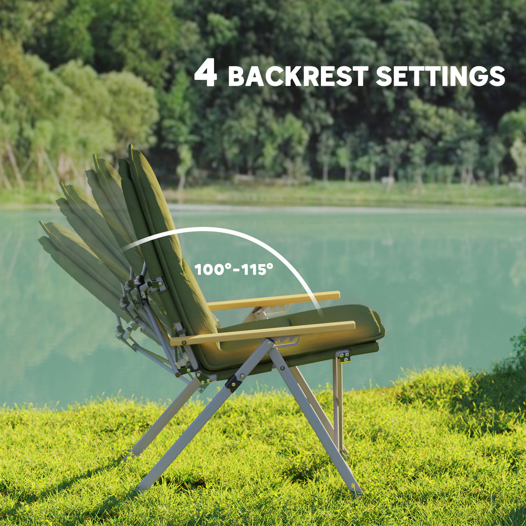 Portable Padded Camping Chair, with Bag - Green