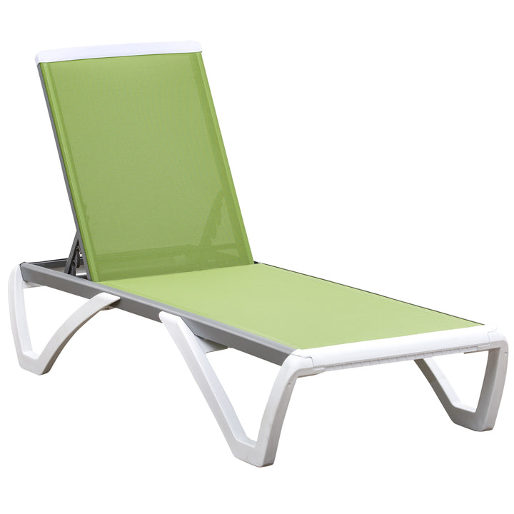 Outsunny Portable Chaise Lounge, Outdoor Sun Lounger with Adjustable Back, Texteline, Green | Aosom UK