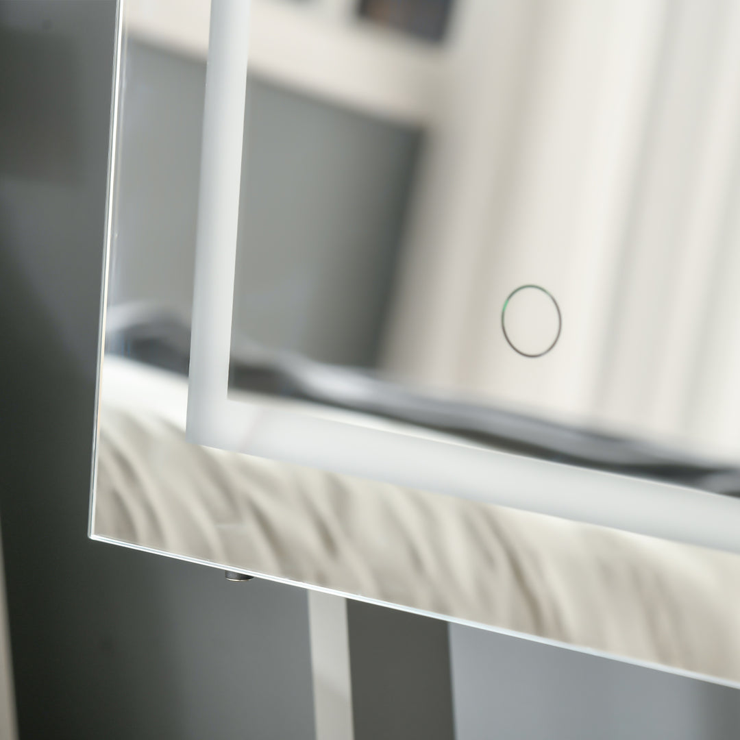 MCL Jewellery Cabinet with LED Light, Lockable Jewellery Organiser with Full-Length Mirror for Bedroom Dressing Room, Grey