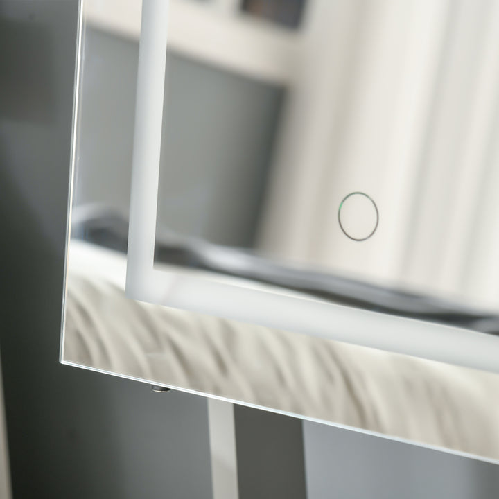 MCL Jewellery Cabinet with LED Light, Lockable Jewellery Organiser with Full-Length Mirror for Bedroom Dressing Room, Grey