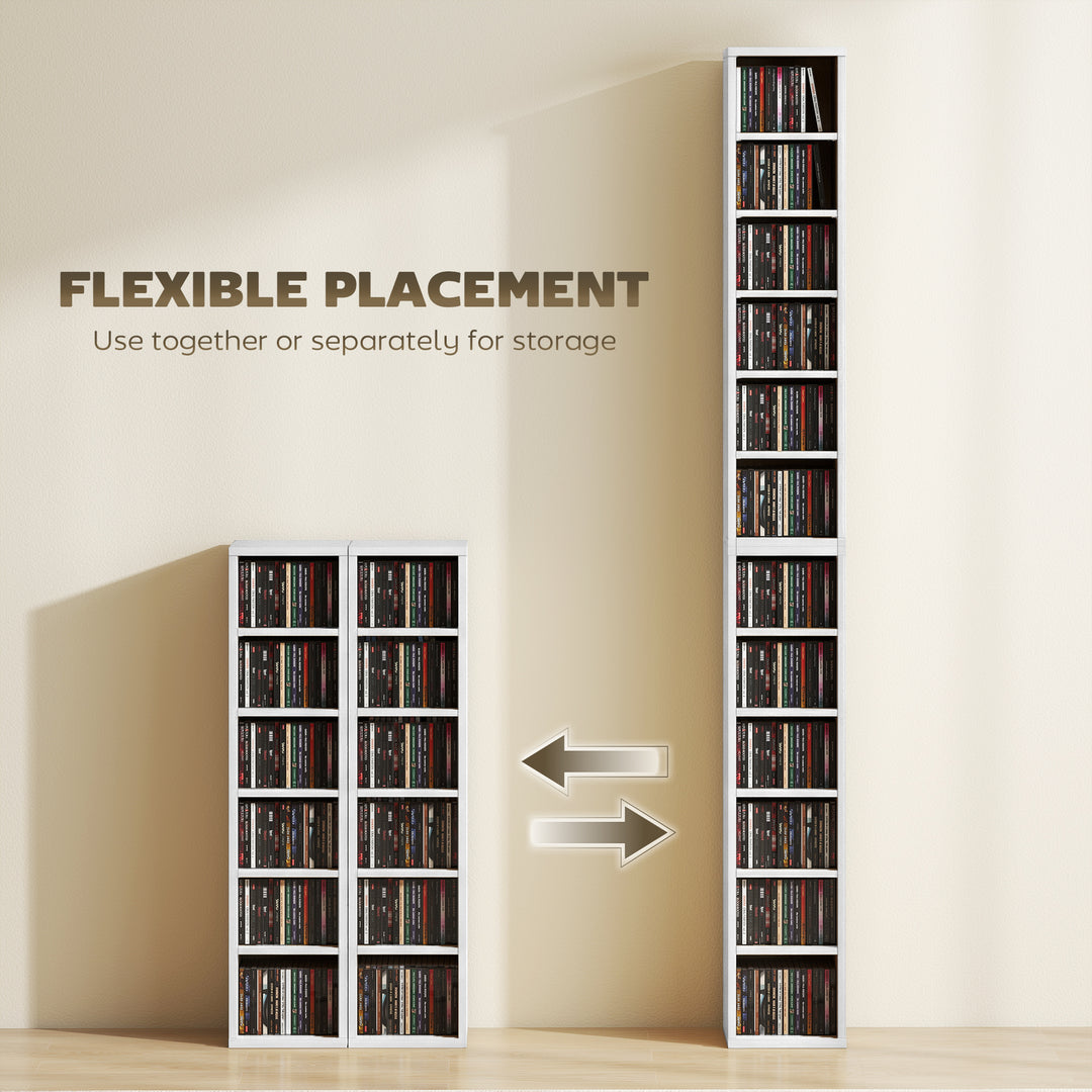 Set of 2 CD Media Display Shelf Unit Tower Rack with Adjustable Shelve