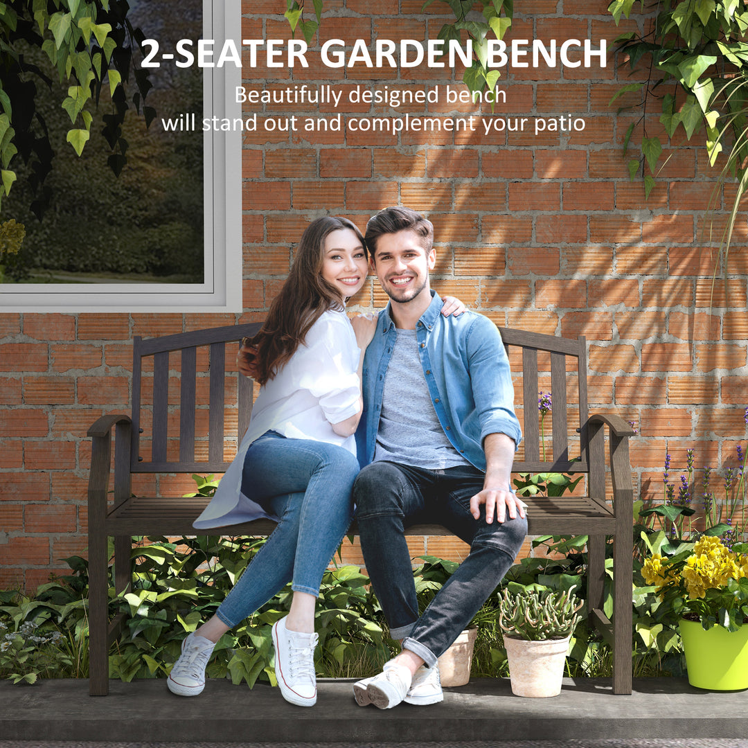 Two-Seater Simple Metal Bench - Brown