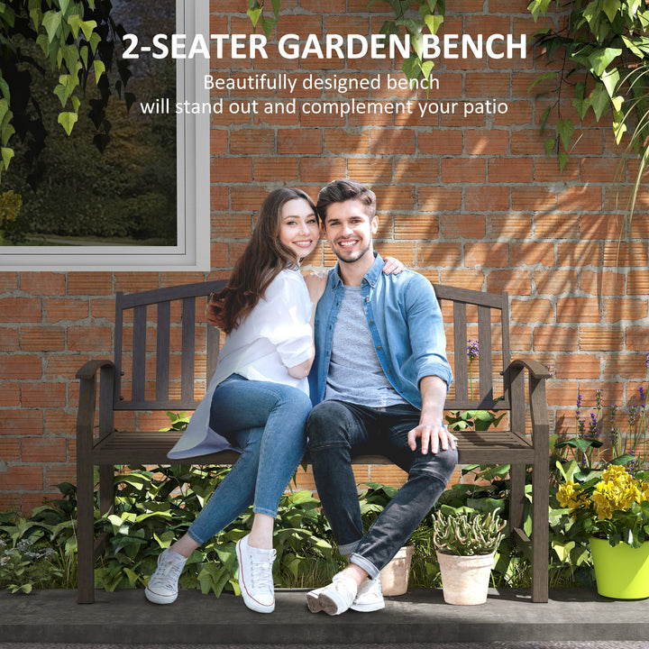 Two-Seater Simple Metal Bench - Brown