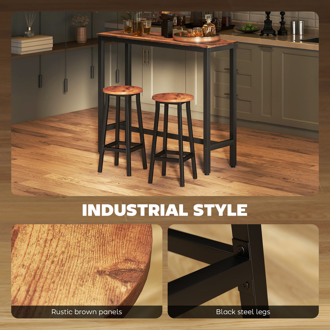 Bar Stools Set of 2 Breakfast Bar Stools with Footrest, Industrial Round, 32 x 32 x 65 cm