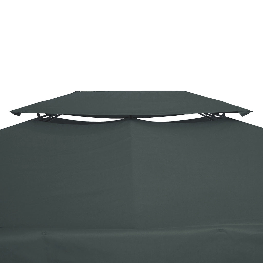 Outsunny Gazebo Replacement Canopy Roof, 3x4m, 2 Tier UV Protection Cover for Garden Patio Outdoor Sun Shelters, Deep Grey (Top Only)