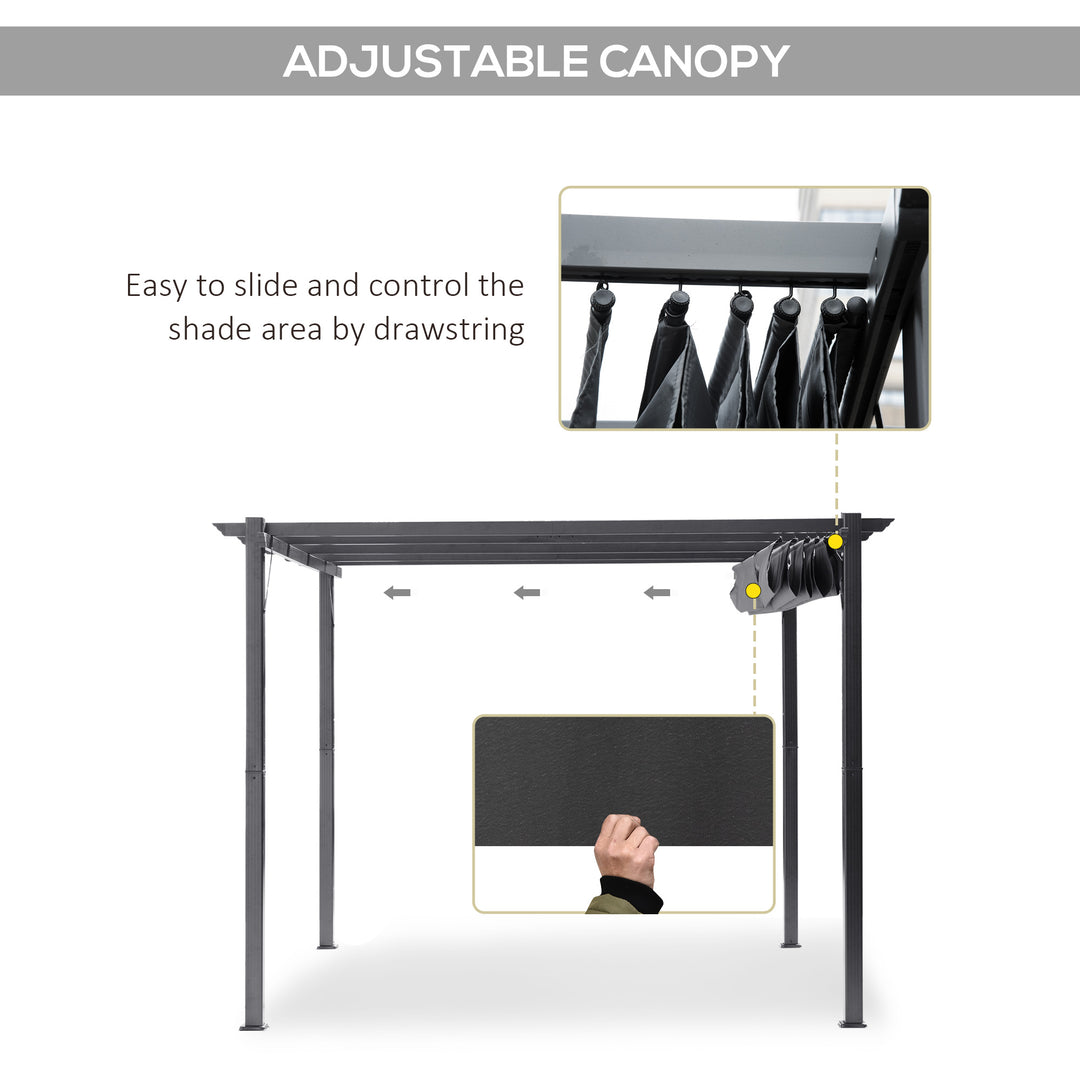 3 x 3 m Aluminum Gazebo, with Retractable Roof - Grey