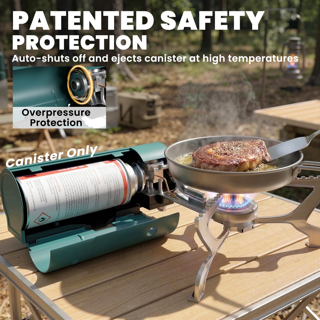 2670W Foldable Camping Stove with Safety Shut-Off, Piezo Ignition Gas 