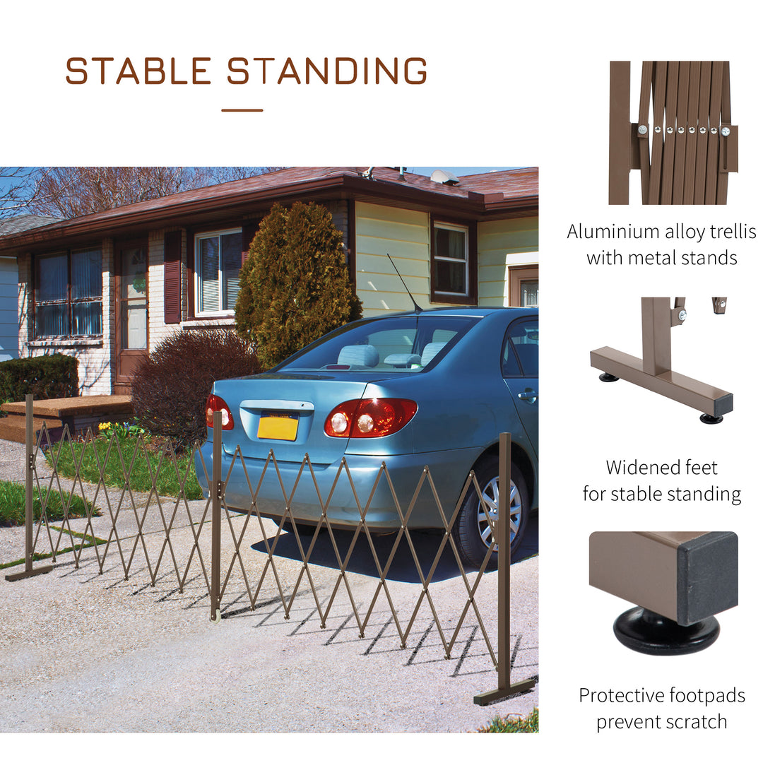 Expanding Trellis Fence Freestanding Movable Fence Foldable Garden Screen Panel Aluminium, 405cm x 103.5cm, Dark Brown