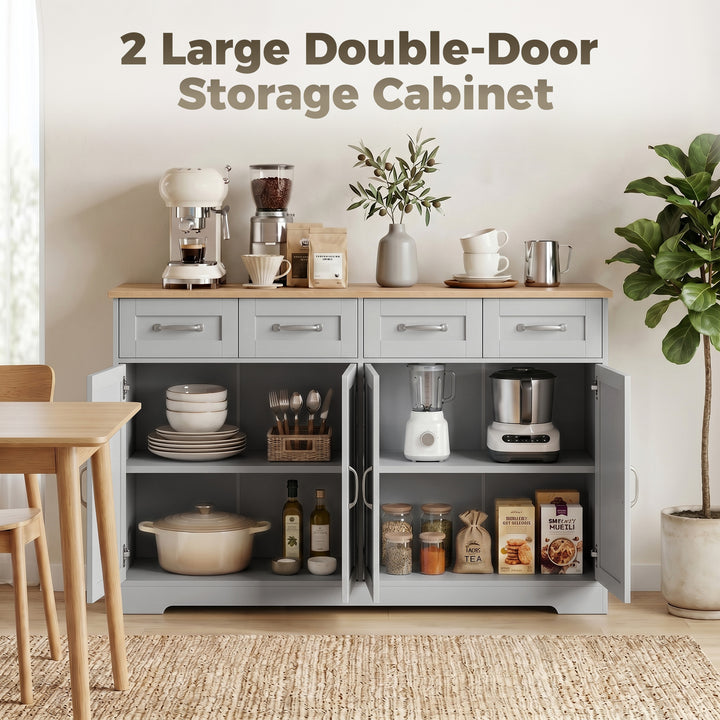 Sideboard Buffet Cabinet, 140 cm Kitchen Storage Cabinet with 4 Drawer