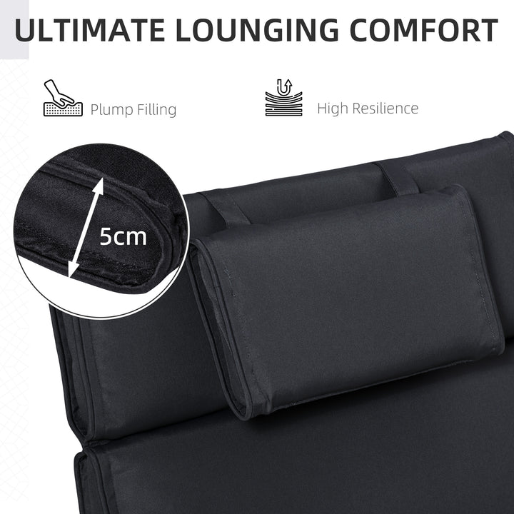 Garden Sun Lounger Cushion Replacement Soft Sunbed Reclining Chair Rel