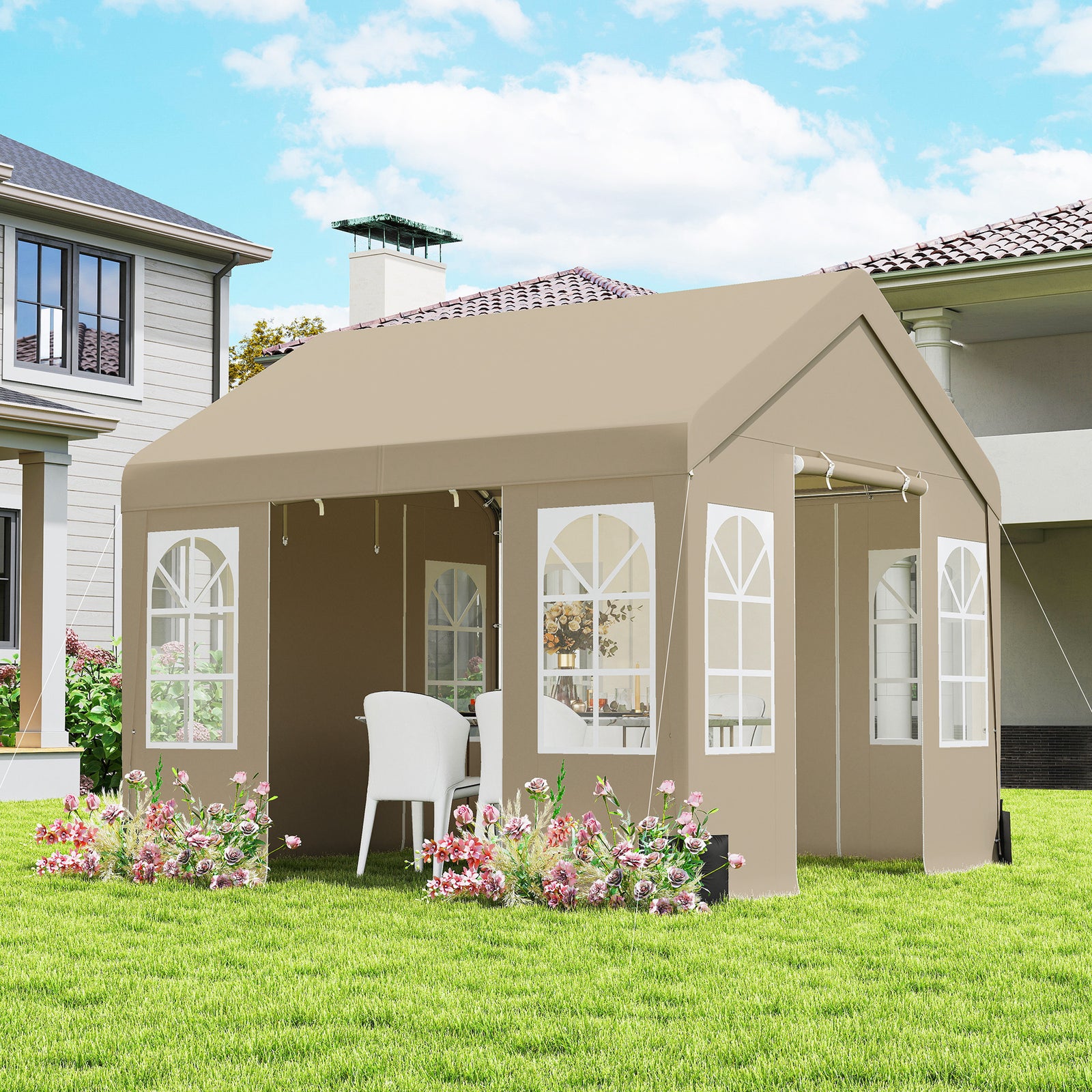 3 x 3 m Party Tent, Outdoor Canopy Tent Shelter with Removable Sidewal
