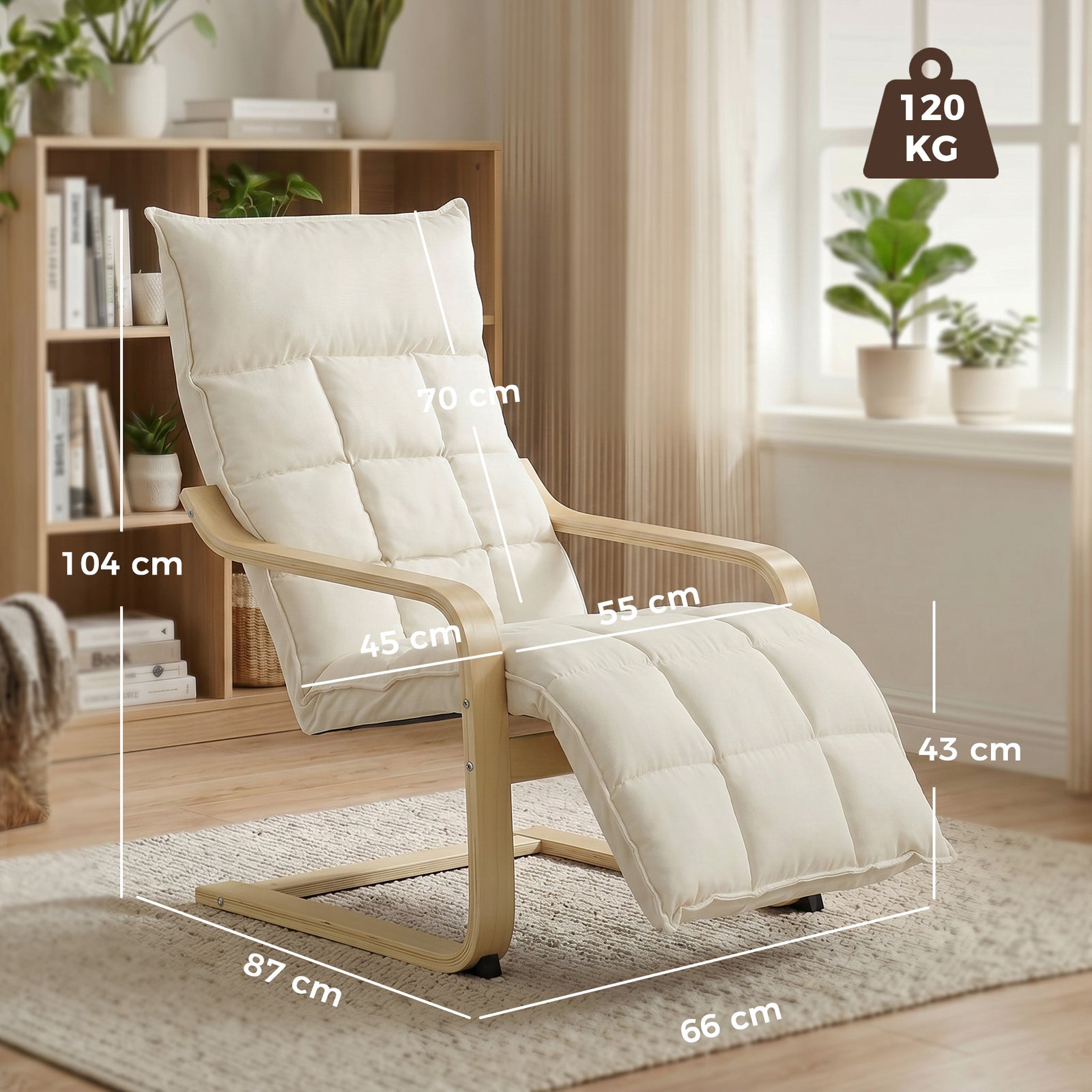 Modern Accent Chair, Leisure Lounge Chair Armchair with Footrest, Plus