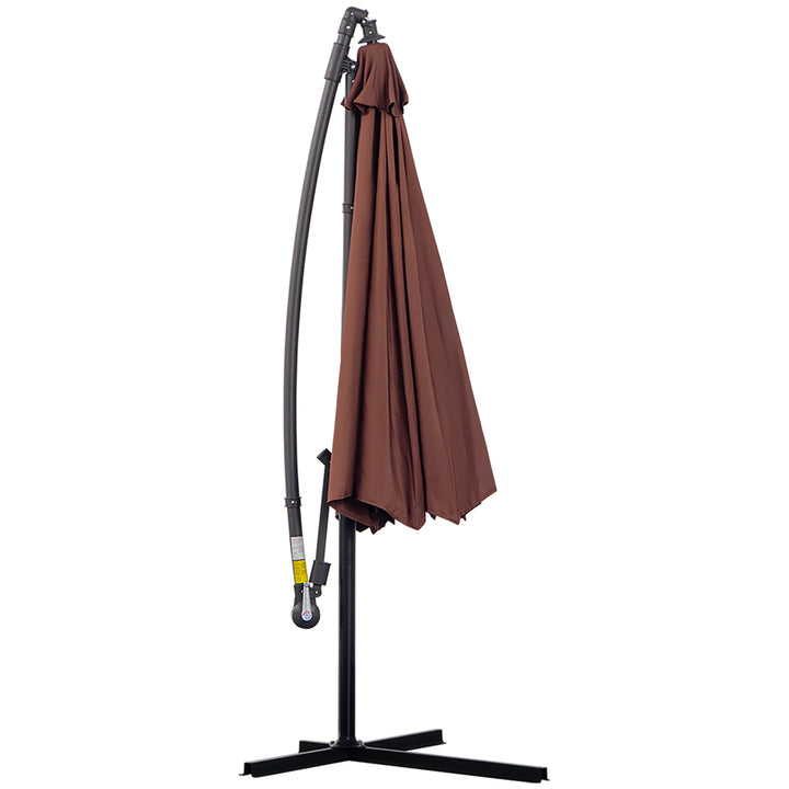 Outsunny Waterproof 3m Hanging Cantilever Umbrella: Adjustable Angle & UV Protection, Coffee Hue | Aosom UK