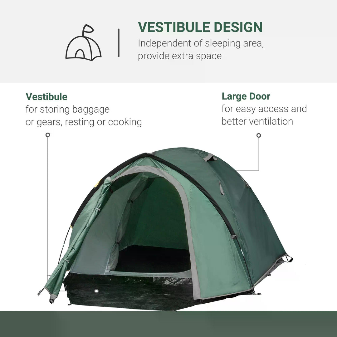 MCL Dome Tent for 3-4 Person Family Tent with Large Windows Waterproof Green