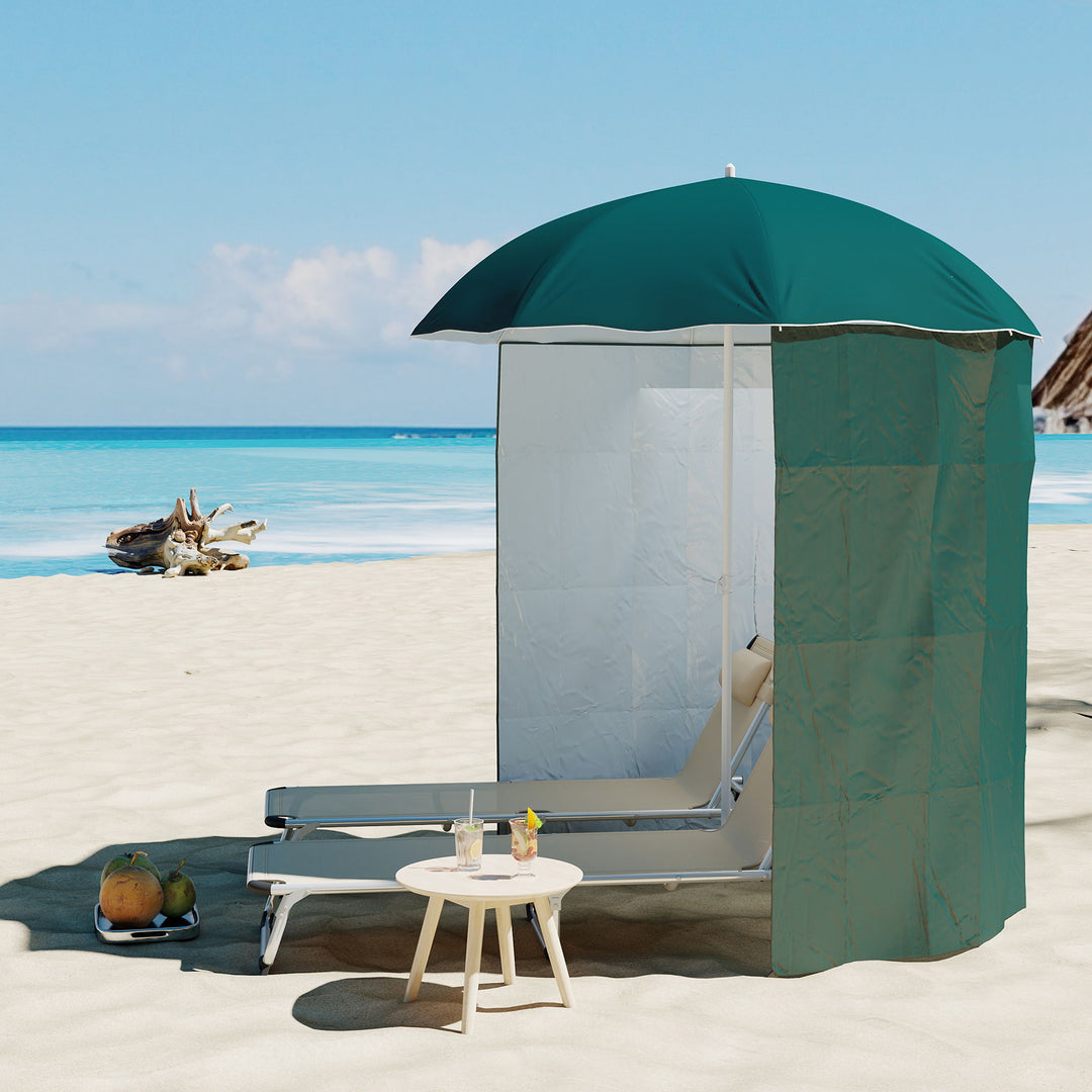 88" Arc 2.2M Fishing Umbrella Beach Parasol with Sides Brolly Shelter Canopy Shade with FREE Carry Bag Green