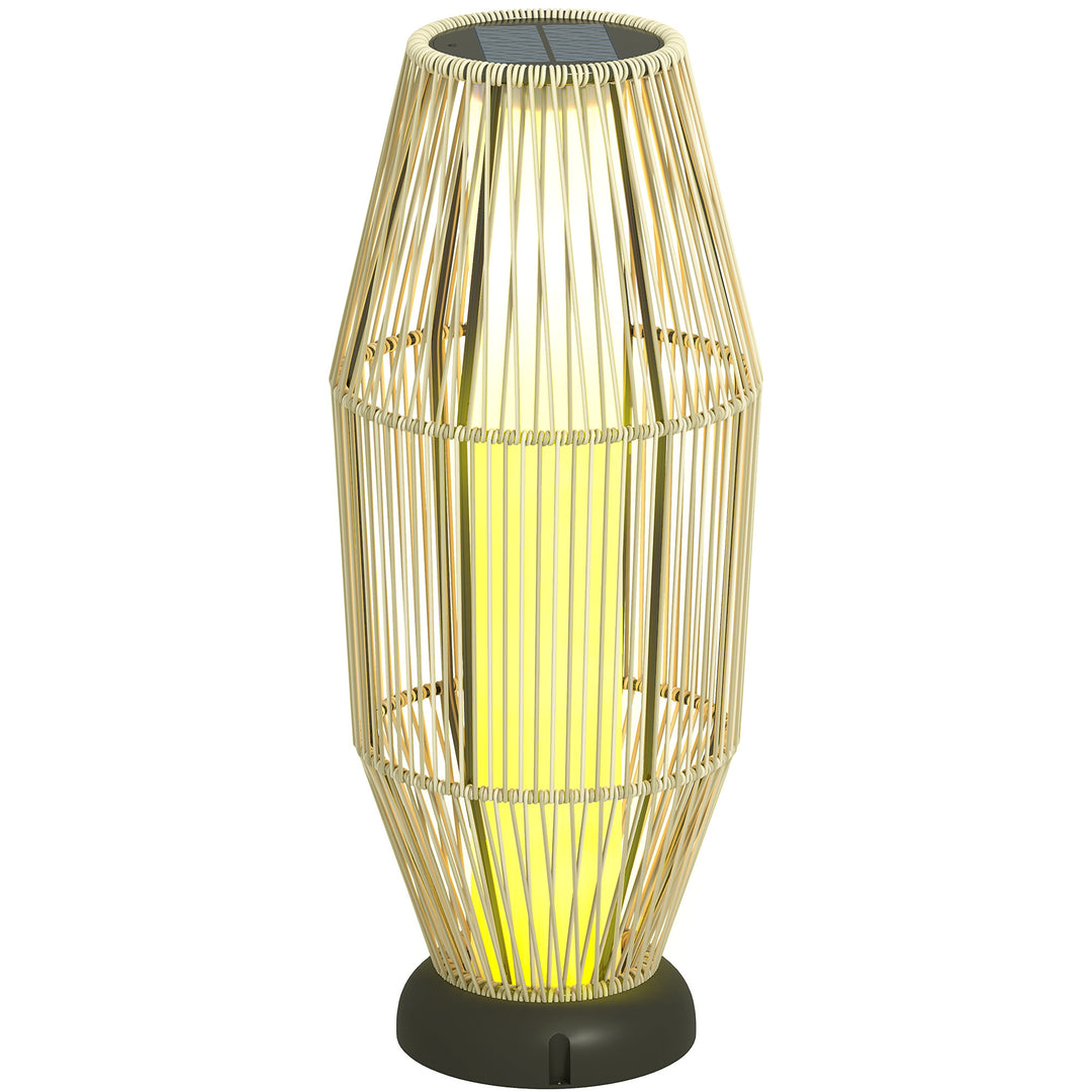Garden Rattan Lamp, 72 cm Tall Solar Rattan Floor Lamp, Solar Garden Light with Auto On/Off LED, IP44 for Outdoor, Porch, Pathway, Terrace, Grey