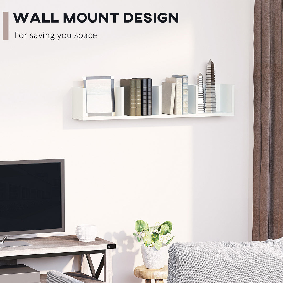 Wall Mount 84 CD / 56 DVD/Blu-ray/ Media Storage Rack 4 Cubes, Wooden Shelf Organiser Unit Bookcase Display, Set of 2, White