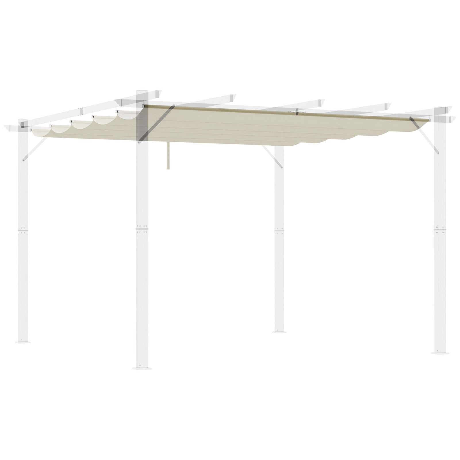 Retractable Pergola Shade Cover, Replacement Canopy Fabric for 3 x 3 (m) Pergola, Gazebo Retractable Roof, Cream White