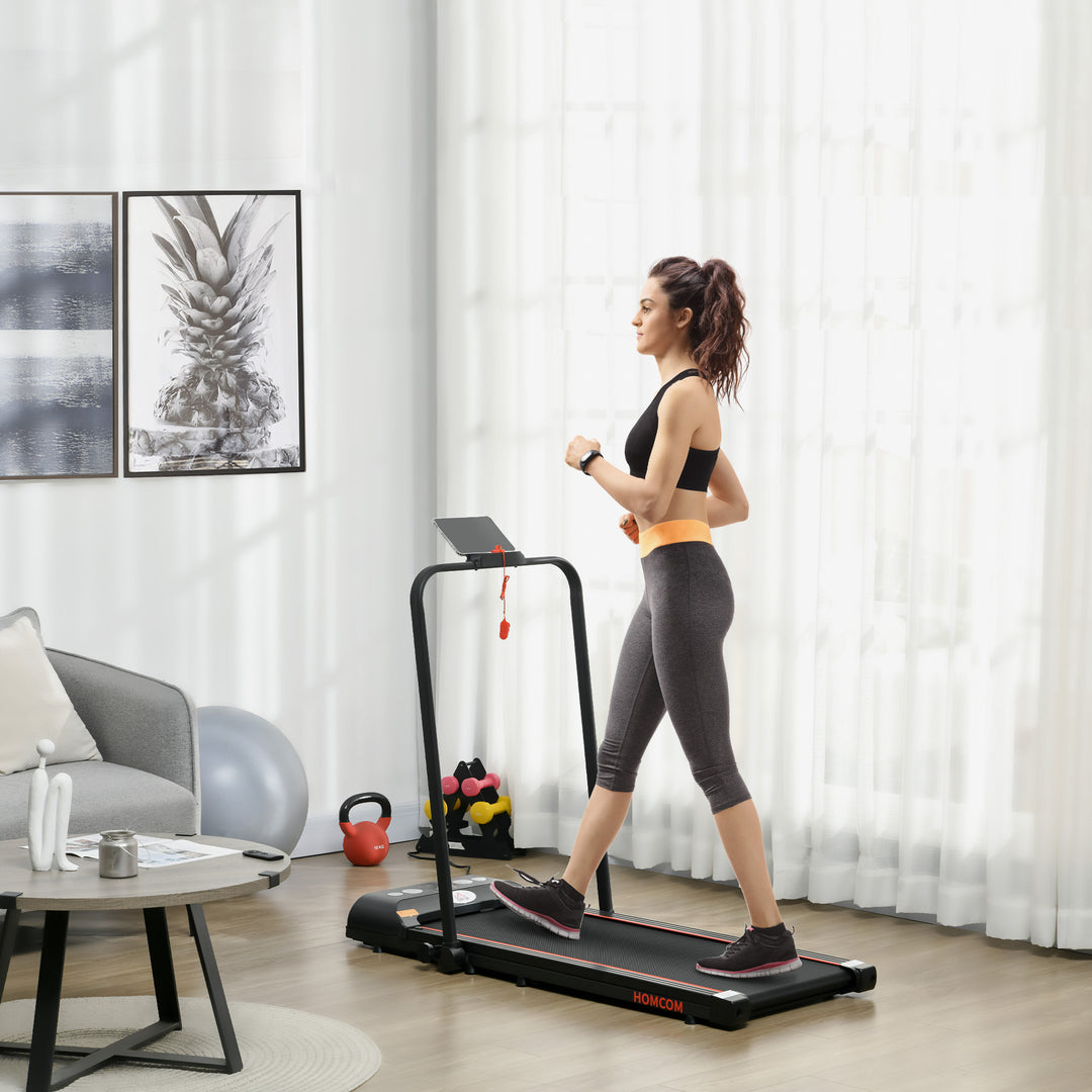 MCL Foldable Walking Treadmill, with LED Display and Wheels, for Home, Office, Gym, Red
