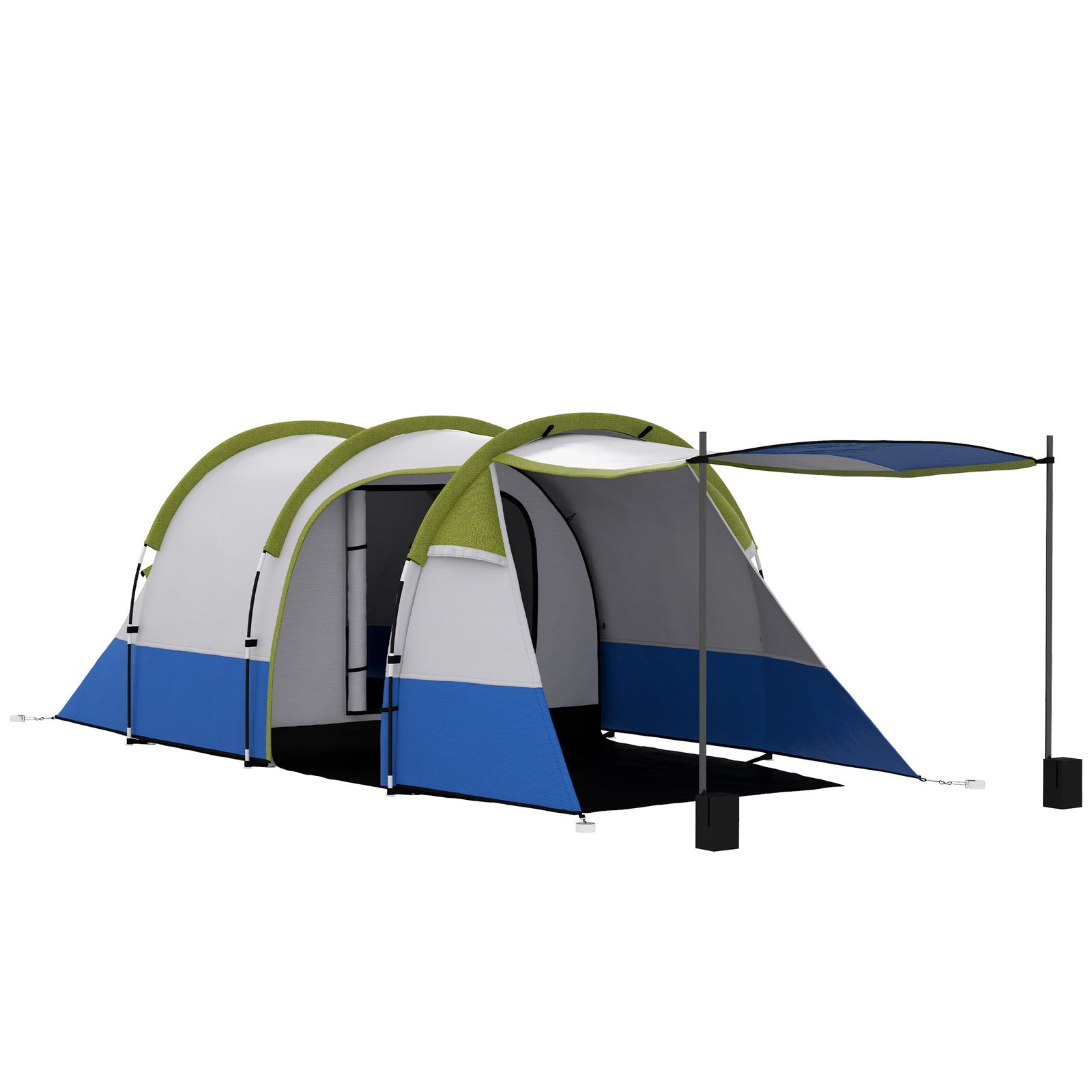 Three Man Two-Room Tent, with Porch and Accessories - Green