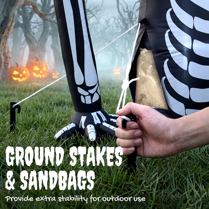Inflatable Ground Crawling Skeleton, Scary Halloween Decoration with B