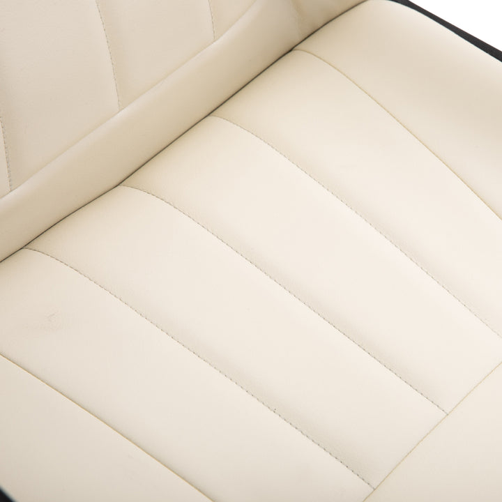 MCL Desk Chair, PU Leather Computer Office Chair with Adjustable Height, Swivel Wheels for Home Work Study, Cream White