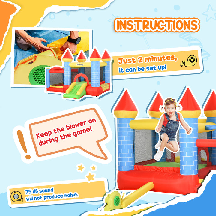 Kids Bounce Castle Inflatable Trampoline Slide Pool Basket for Kids Age 3-10, 3 x 2.75 x 2.1m
