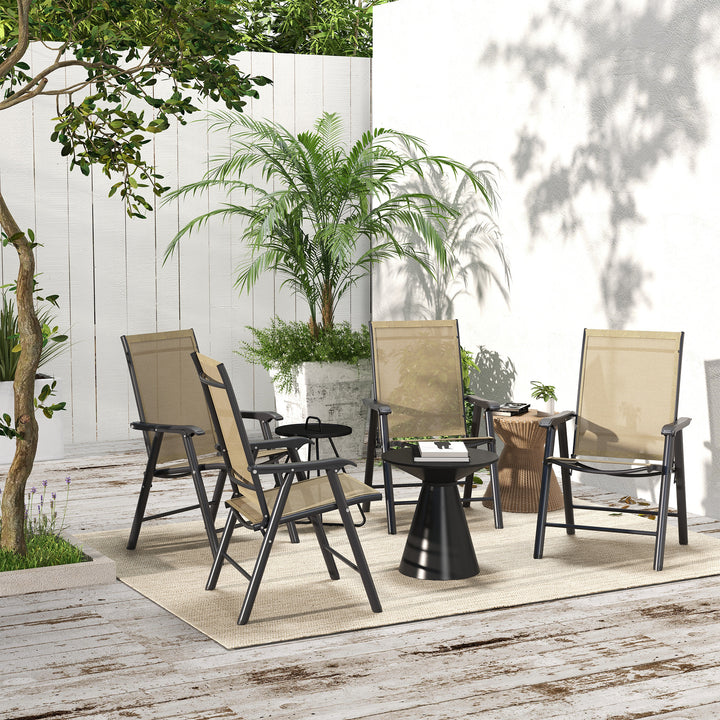 Set of Four Folding Garden Chairs - Light Brown