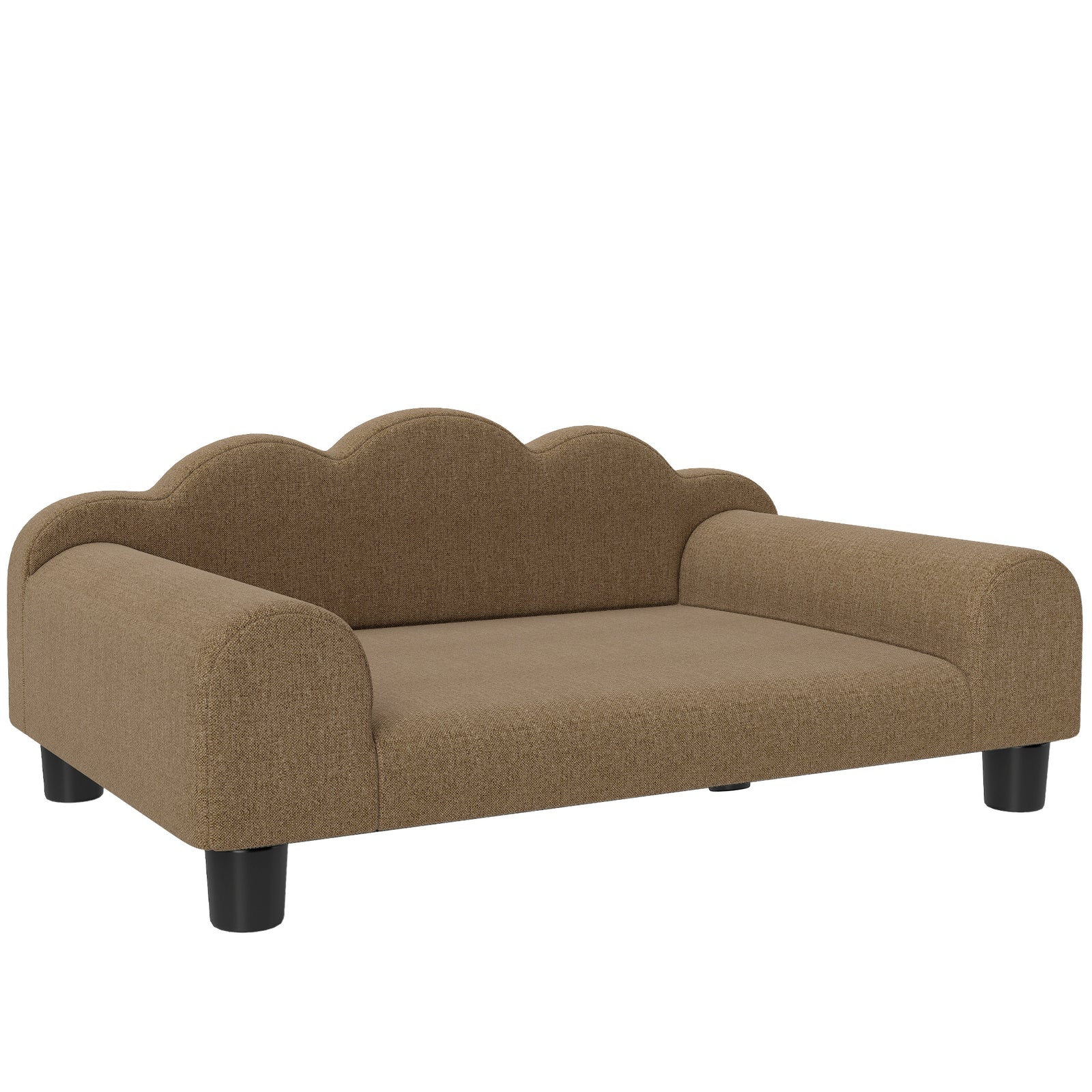 Elevated Dog Sofa Bed, Breathable Pet Sofa with Backrest and Armrest for Small Dogs, Brown