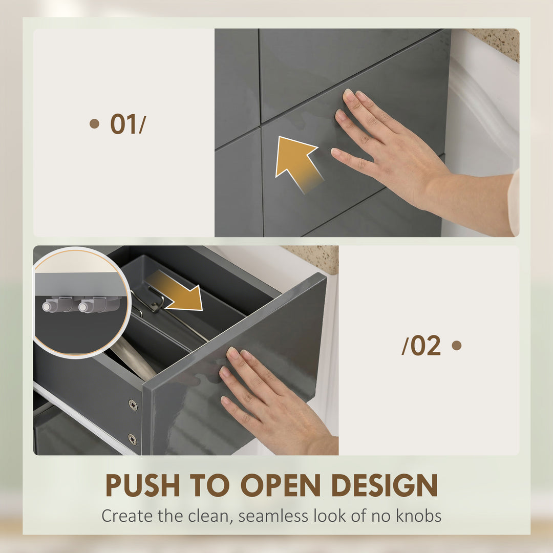 Storage Cabinet, Kitchen Cupboard with 3 Adjustable Shelves, 60L x 35W