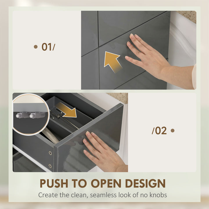 Storage Cabinet, Kitchen Cupboard with 3 Adjustable Shelves, 60L x 35W
