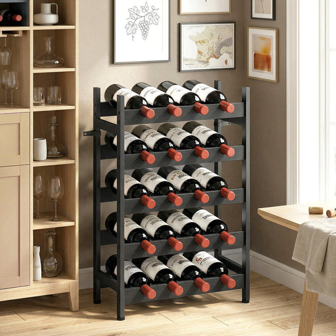 Wine Rack Freestanding Industrial Liquor Cabinet 5-Tier 20 Bottles Bar