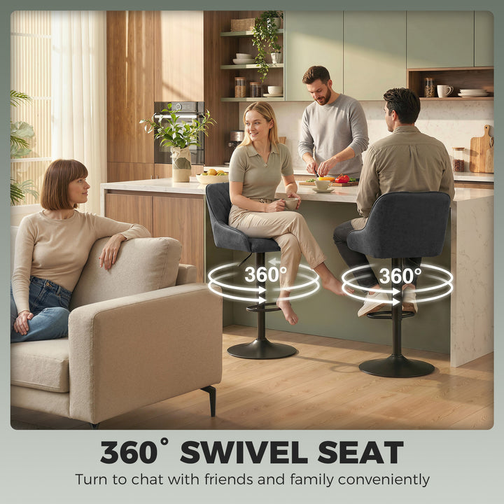 Bar Stools Adjustable Swivel Kitchen Chairs with Backrest Set of 2 for